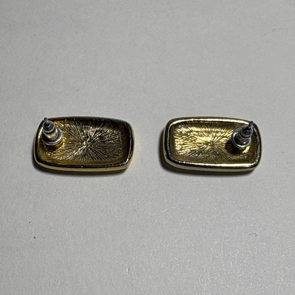 Gold and Multicolor Mosaic Earrings - Picture 2 of 2